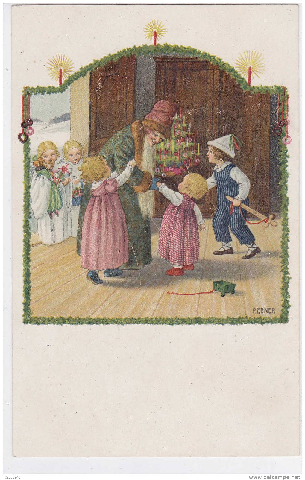 CARD  EBNER P. BUON NATALE CON BABBO NATALE (SANTA CLAUS) E ALBERO DI NATALE  -FP-VDB-2-O882-10333 - Ebner, Pauli