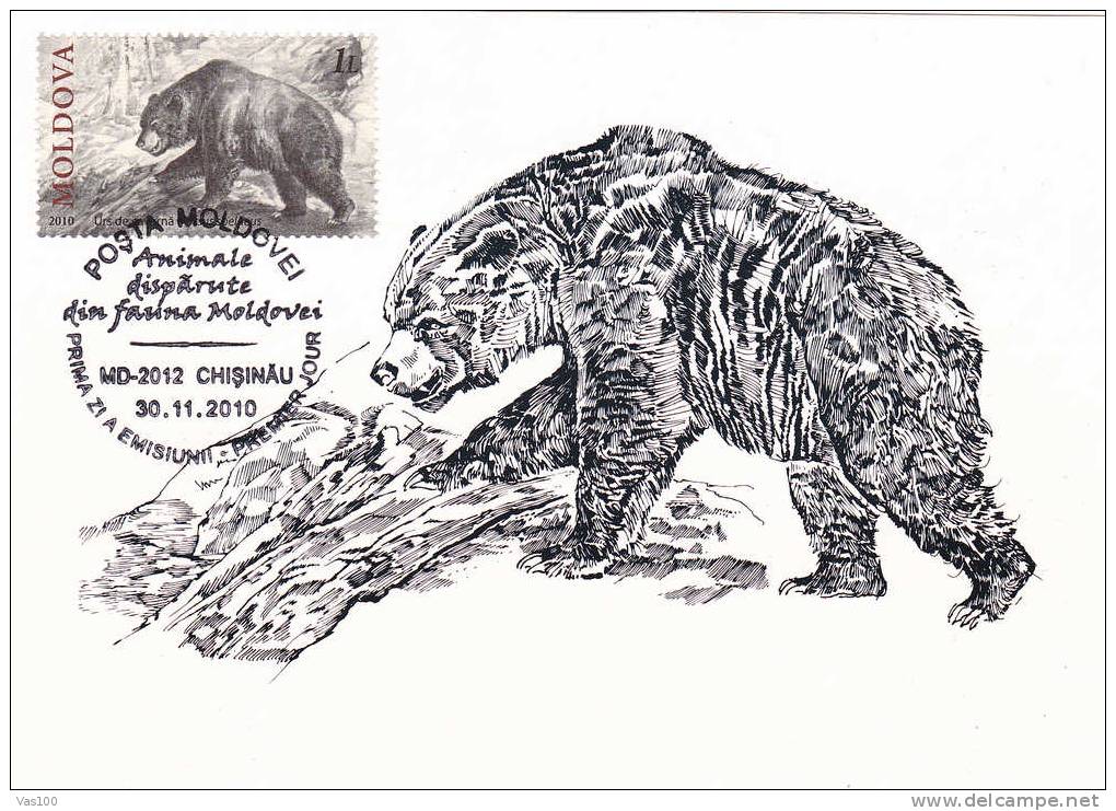 Urs De Caverna,Ursua Spelaesus, 2010 CM,maxi Card,carte Maximum Obliteration FDC - Moldova/Moldavie. - Orsi