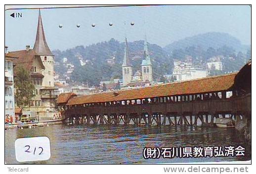 Télécarte Japon SUISSE (212)  SWITSERLAND Related * SWISS Phonecard Japan * Old Lucern Bridge In Switzerland. - Landschappen