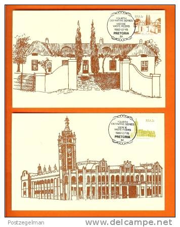 RSA 1982 4 Maxicards Buildings  With Coil Stamps - Monuments