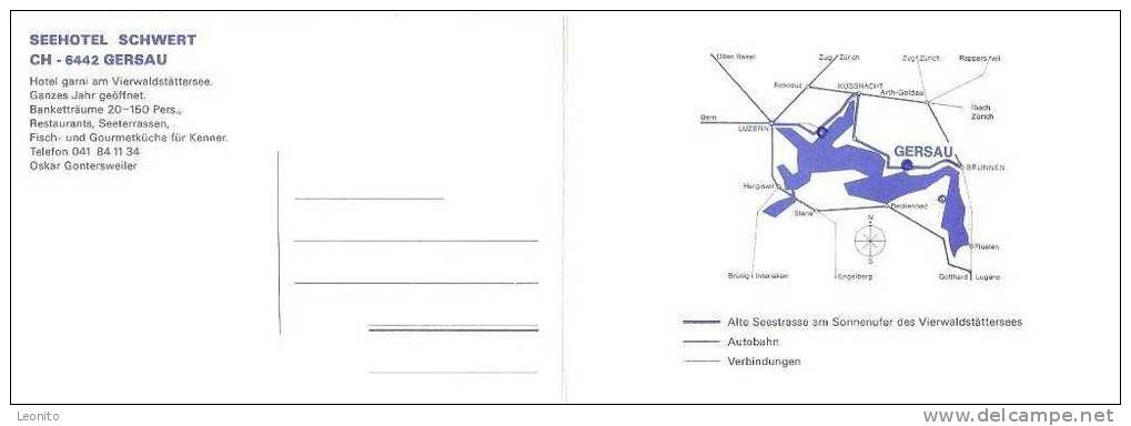 Gersau Seehotel Schwert Doppel-Ansichts-Lagekarte - Gersau