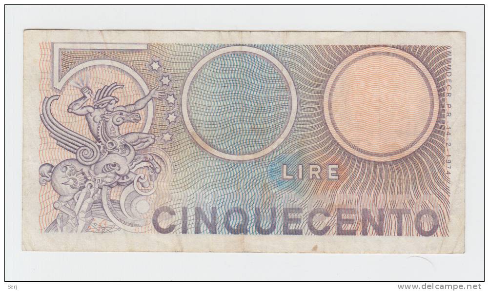 ITALY 500 LIRE 1974 P 94 - 500 Liras