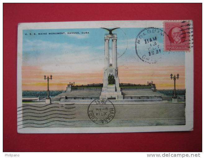 Cuba-- Habana  Havana U.S.S. Maine Monument  1931    Mailed To USA --{Ref 102} - Cuba