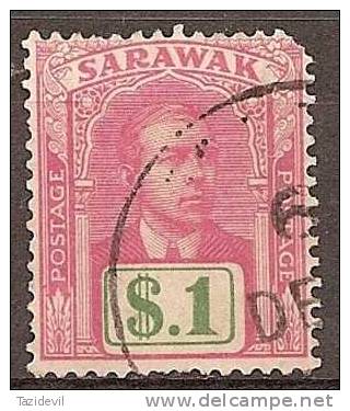 SARAWAK - 1918 $1.00 Sir Charles Brooke. Scott 70. Used. Short Top Right Corner - Sarawak (...-1963)