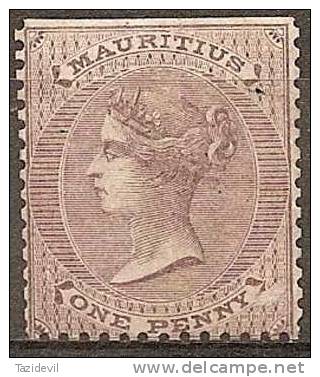 MAURITIUS - 1863 1d Queen Victoria. Scott 32. Mint Hinged * Straight Edge At Top - Maurice (1968-...)