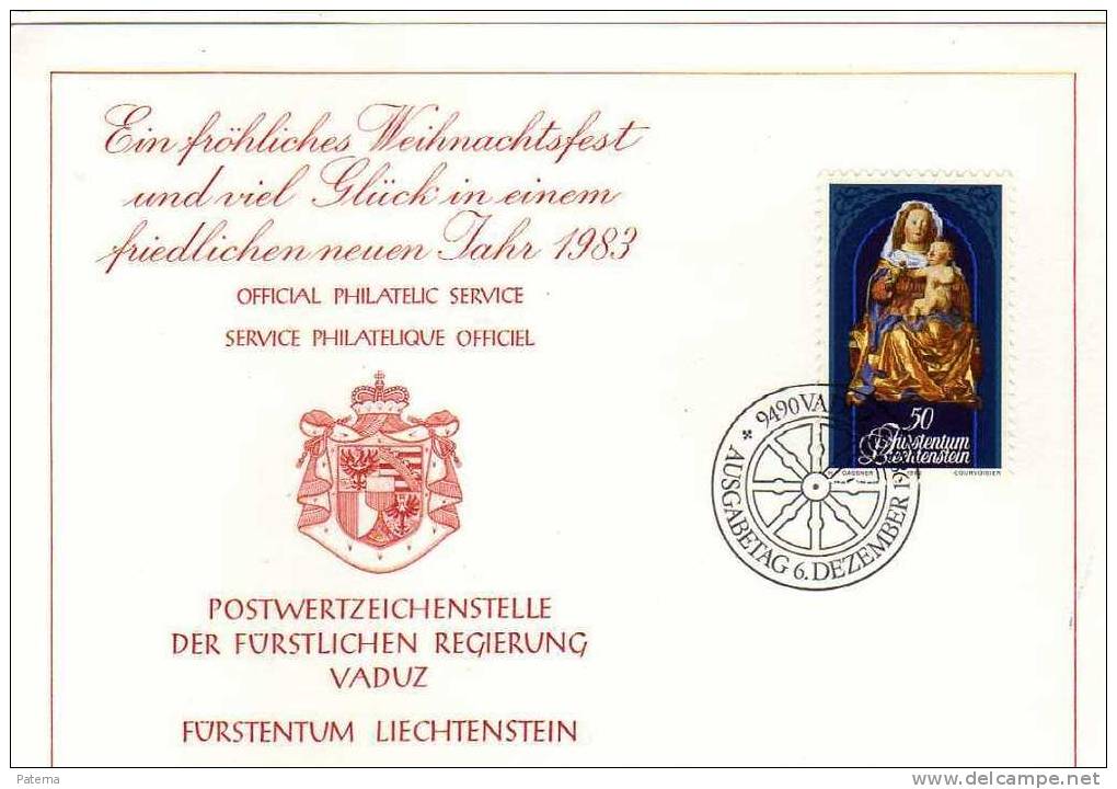 Tarjeta  Filatelica,  VADUZ  1983, Navidad  , Liechtenstein - Covers & Documents