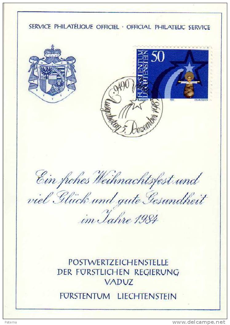Tarjeta  Filatelica,  VADUZ  1984, Navidad  , Liechtenstein - Brieven En Documenten