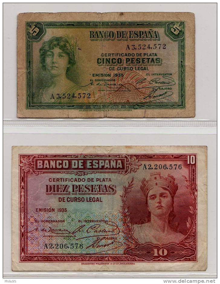 Lot 2 Billets Espagnols De La République - Autres & Non Classés