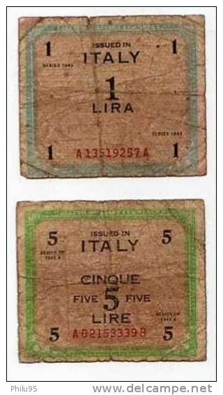 Lot 2 Billets D'Italie - Occupation Alliés Seconde Guerre Mondiale