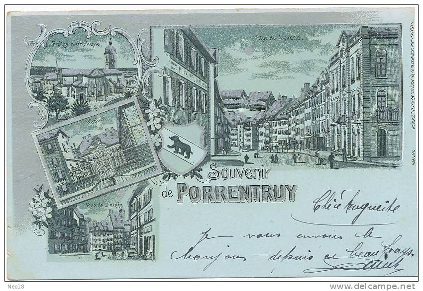 Porrentruy Souvenir Guggenheim 1499 Pionniere 1900 Hopital, Rue Du Marché , Rue Des 2 Clefs - Porrentruy