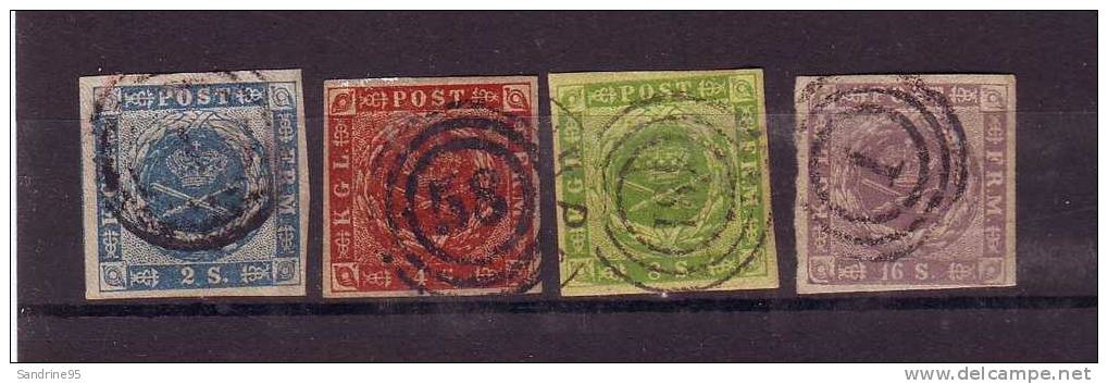 DANEMARK 4 TIMBRES ANCIENS DE 1854 - Used Stamps