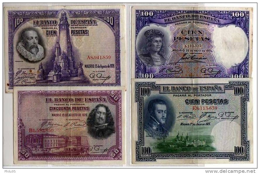 Lot 4 Billets Espagnols -  Collezioni