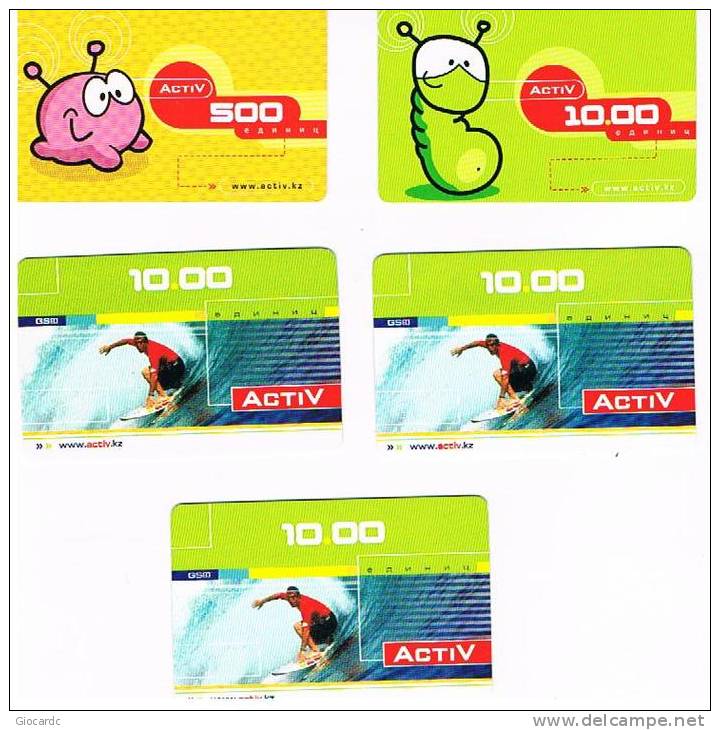 KAZAKHSTAN -  ACTIV (GSM RECHARGE) - LOT OF 5 DIFFERENT  - USED°  -  RIF. 1530 - Kasachstan