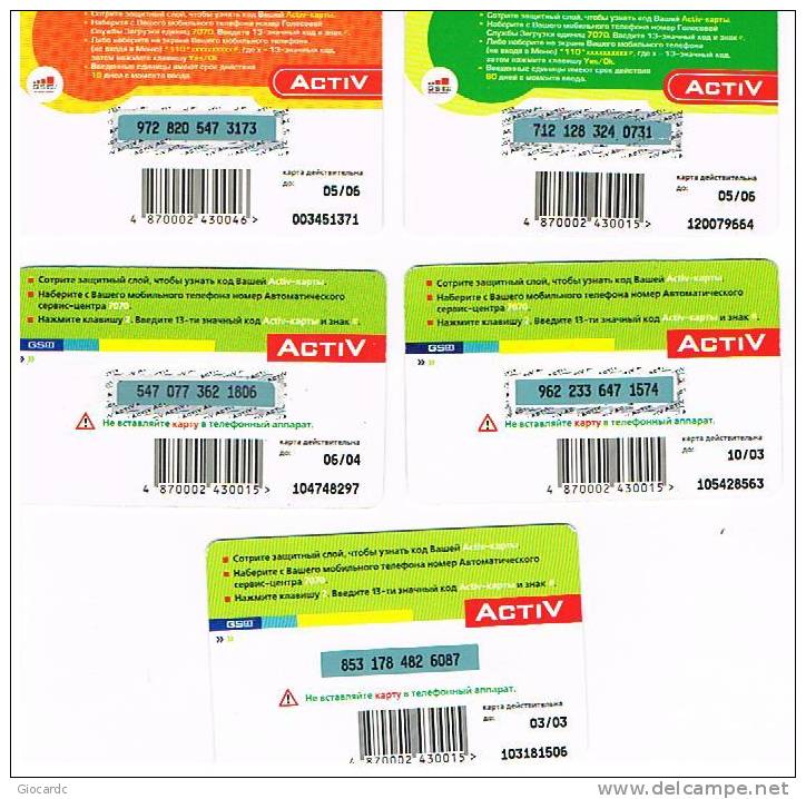 KAZAKHSTAN -  ACTIV (GSM RECHARGE) - LOT OF 5 DIFFERENT  - USED°  -  RIF. 1530 - Kasachstan