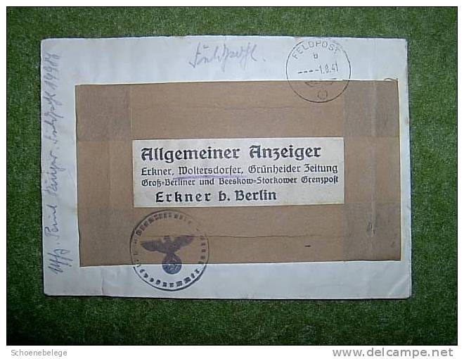 A329) DR Feldpostbrief 1941 M. Russischer Marke N. Erkner B. Berlin !! - Briefe U. Dokumente