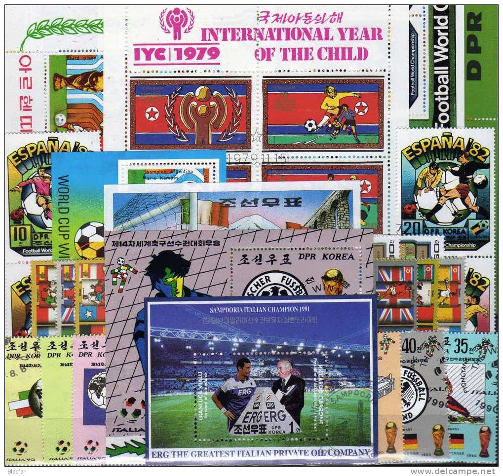 Fussball WM 1982 Korea Großes Lot O über 100€ Fußballer Vor Emblem Flagge Wappen Maskottchen Set And Sheet From Corea - Lots & Kiloware (mixtures) - Min. 1000 Stamps