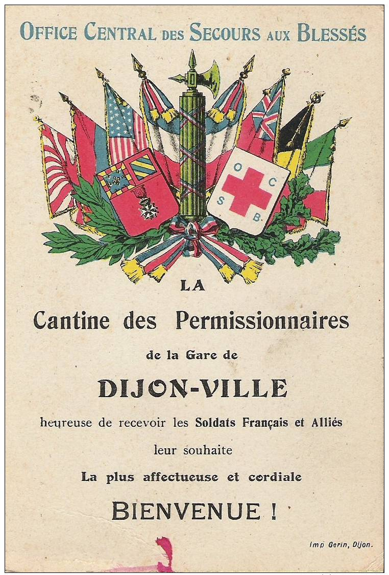 LA CANTINE DES PERMISSIONNAIRES DE LA GARE DE DIJON VILLE - Guerre 1914-18