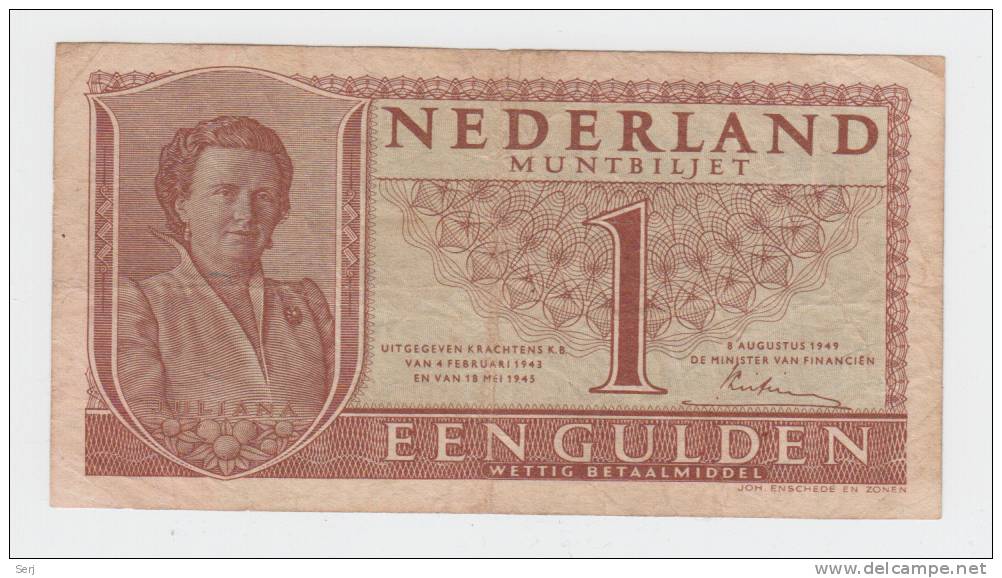 NETHERLANDS 1 GULDEN 1949 P 72 - 1 Gulden