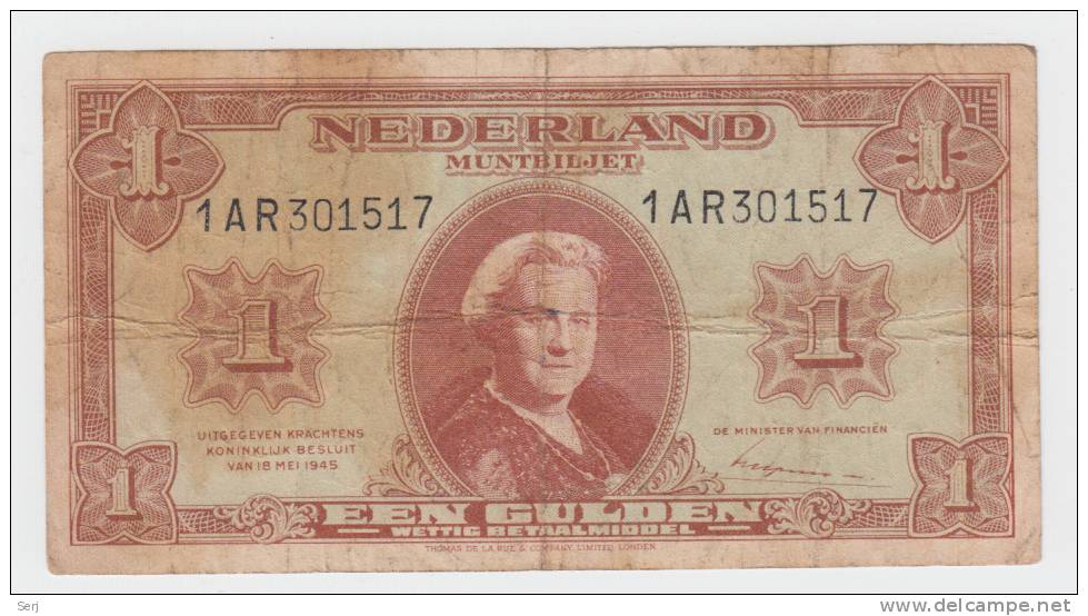 NETHERLANDS 1 GULDEN 1945 P 70 - 1 Gulden