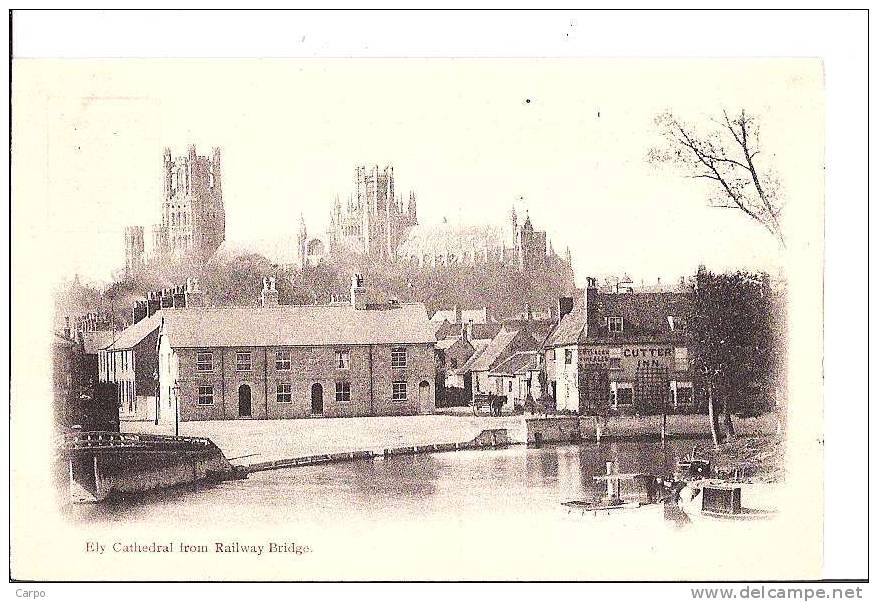 Ely Cathedral From Railway Bridge. - Ely