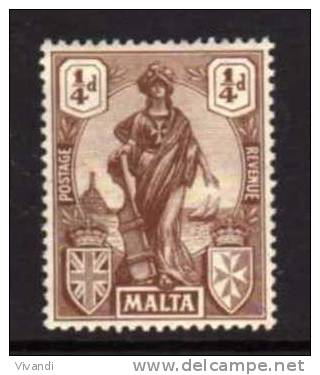 Malta - 1922 - ¼d Definitive - MH - Malte (...-1964)