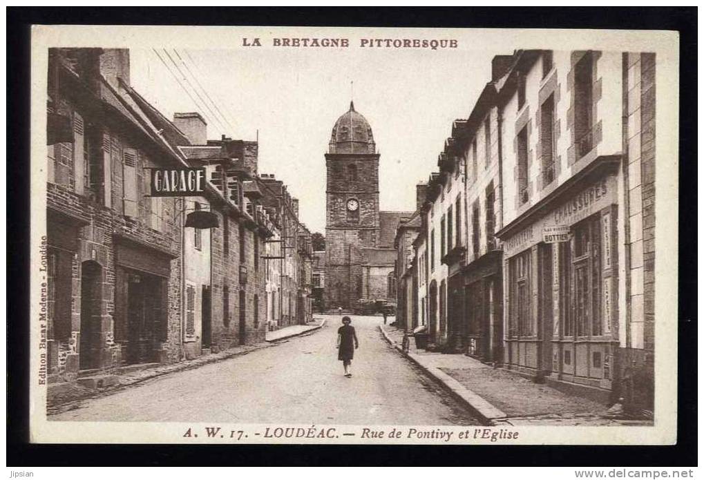 Cpa Du 22 Loudéac Rue De Pontivy Et L' Eglise V7b - Loudéac