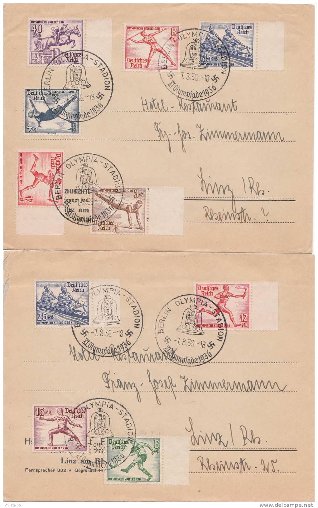 ALLEMAGNE 2 LETTRES AVEC TIMBRES ET CACHETS DES JO DE BERLIN 1936 - Estate 1936: Berlino