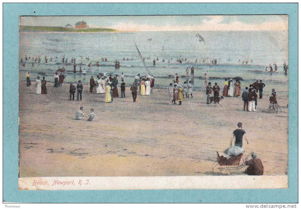 NEWPORT  R. I.  -  Beach   - 1907  -  CARTE PRECURSEUR ANIMEE  - - Newport