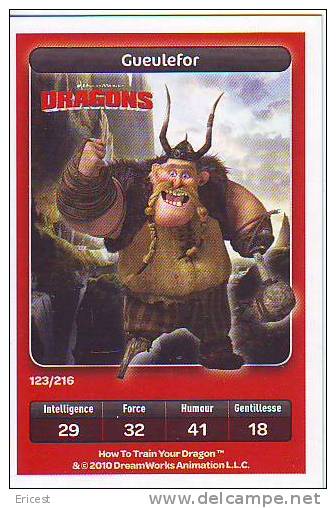 CARTE CARREFOUR DREAMWORKS DRAGONS GUEULEFOR 123/216 BON ETAT - Autres & Non Classés