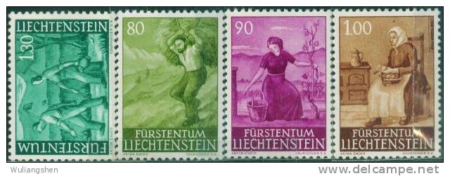 AW0438 Liechtenstein 1961 On Farmers' Painting 4v MNH - Grabados