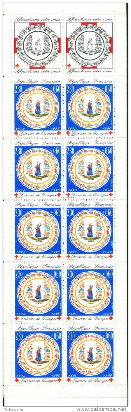 AW0465 France 1990 Colour Porcelain Painting Booklet 10v MNH - Grabados