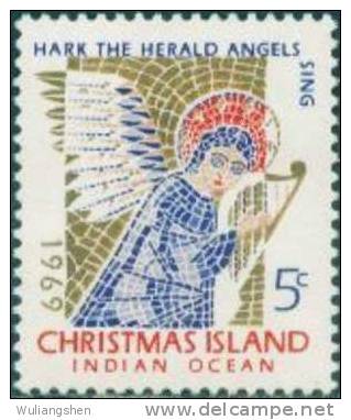 AW0502 Christmas Island 1969 Mural Angel 1v MNH - Grabados