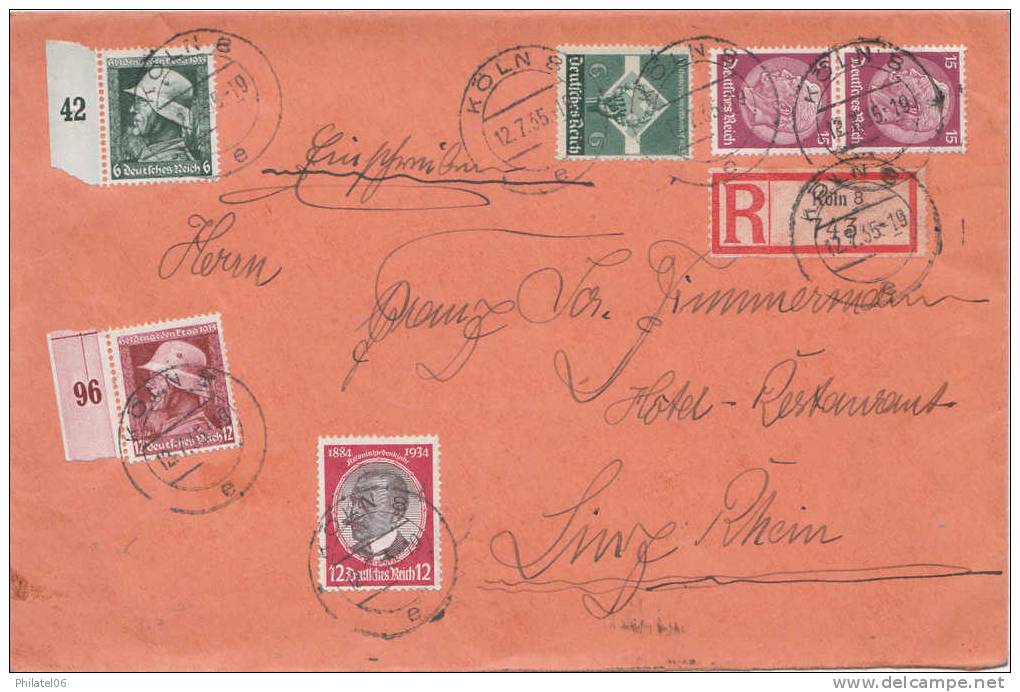 ALLEMAGNE  LETTRE TECOMMANDEE AVEC CACHET D'ARRIVEE 1935 - Briefe U. Dokumente