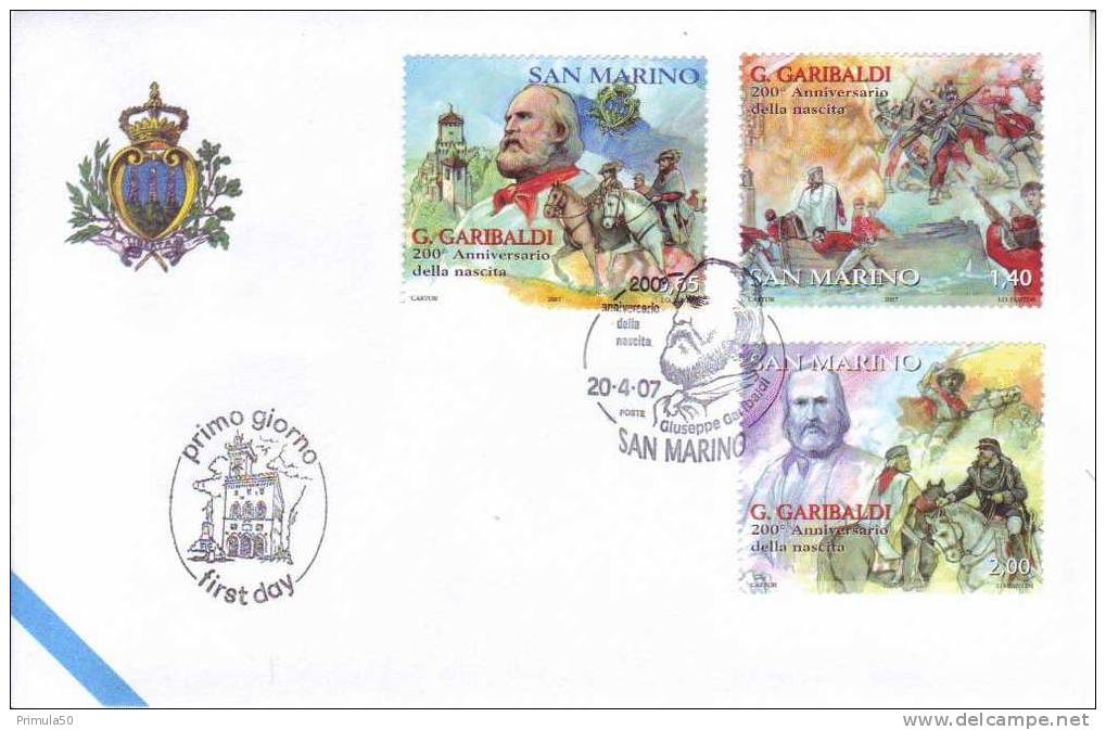 SAN MARINO 2007 - GIUSEPPE GARIBALDI - FDC  Z - FDC