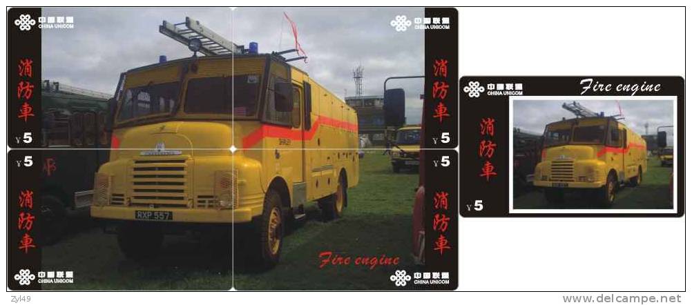 A04346 China Phone Cards Fire Engine Puzzle 49pcs - Firemen