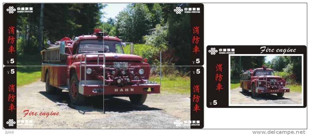 A04346 China Phone Cards Fire Engine Puzzle 49pcs - Pompiers