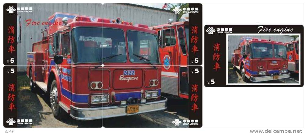 A04346 China Phone Cards Fire Engine Puzzle 49pcs - Firemen