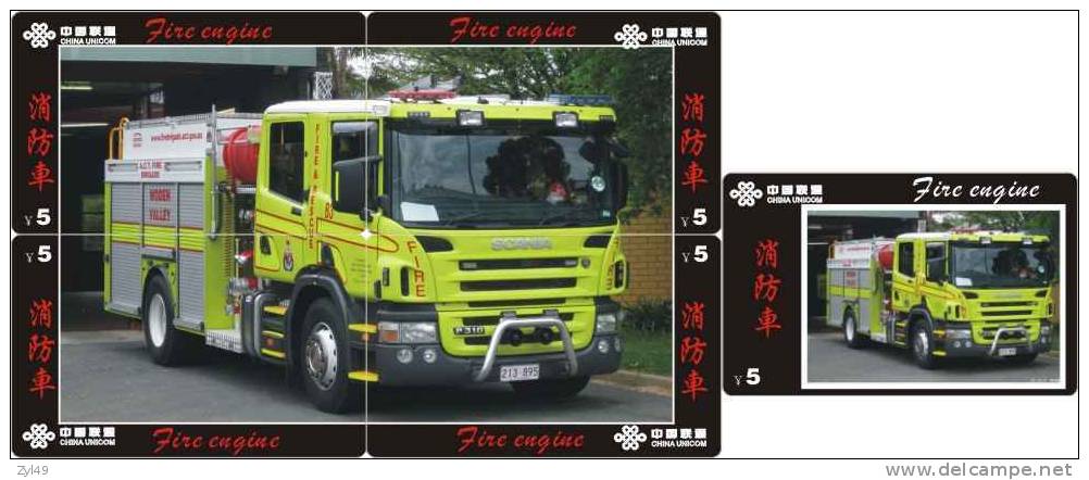 A04346 China phone cards Fire Engine puzzle 49pcs