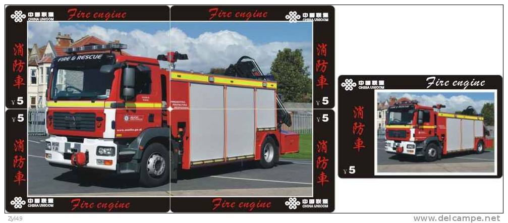 A04346 China phone cards Fire Engine puzzle 49pcs