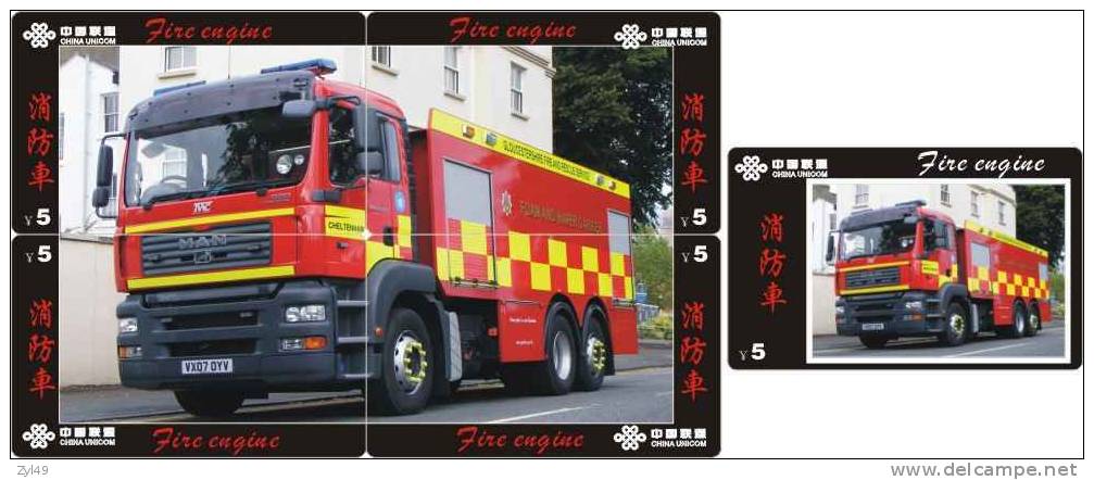 A04346 China phone cards Fire Engine puzzle 49pcs