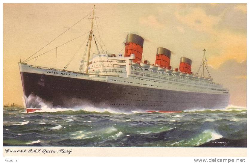 Cunard Queen Mary - Bateau Boat Paquebot - Neuve Impeccable - 2 Scans - Steamers