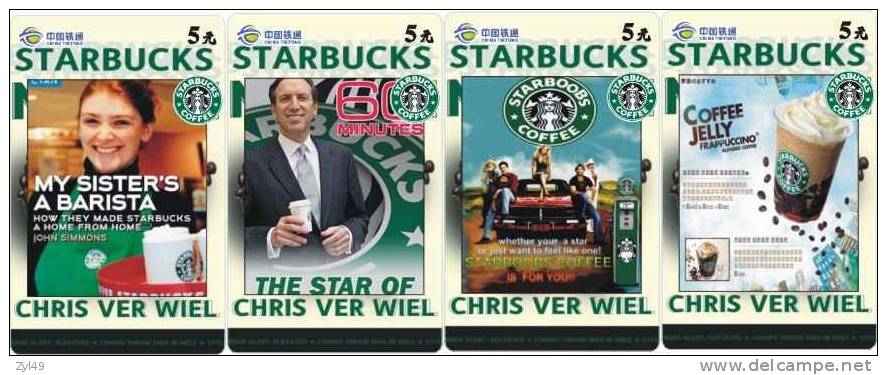 B04043 China Phone Cards Starbucks Coffee 4pcs - Alimentación
