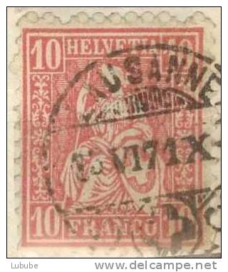 Sitzende Helvetia 38, 10 Rp.rot    "satter Druck"       1871 - Errors & Oddities