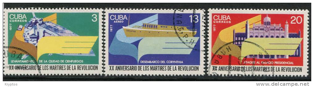Cuba - 1977 - Revolution Aniversaries - Complete Set (3 Stamps) - Gebruikt