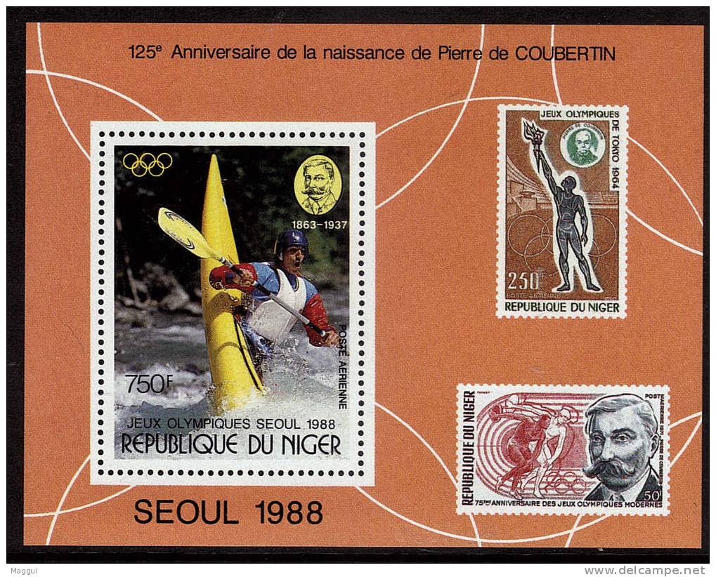 NIGER   BF 54  **  Jo 1988   ( Cote 7.75e )  Kayak Flamme Coubertin - Canoe