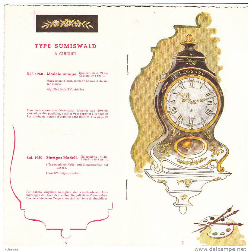 B0382 Brochure Pubblicitaria Illustrata OROLOGI - PENDOLE ZENITH Anni ´40 - Orologi Antichi