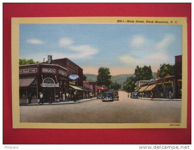 Black Mountain NC  Main Street, Drug Store   Linen-{Ref 104} - Other & Unclassified