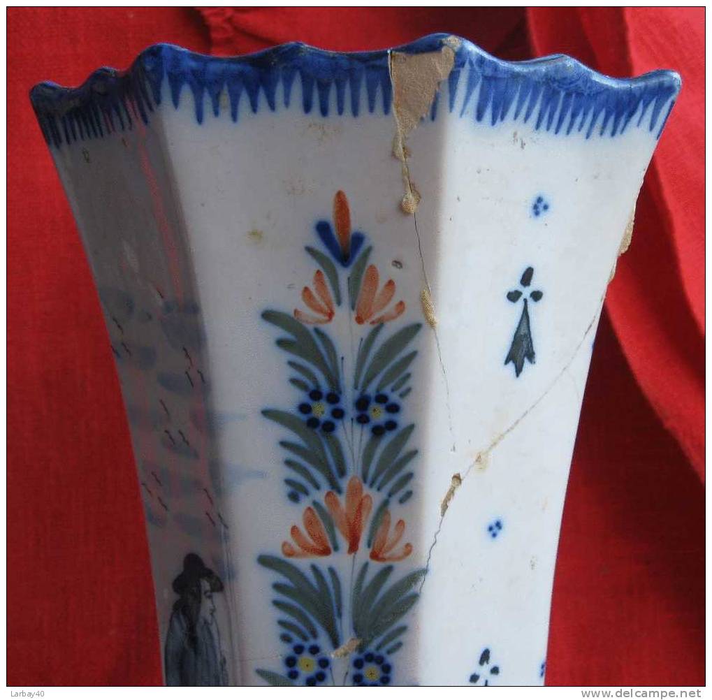 1 Vase Ancien Hr Quimper - Casser Recoler - Quimper/Henriot (FRA)