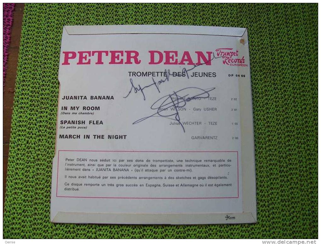 PETER DEAN °  AUTOGRAPHE  SUR VINYLE 45 TOURS - Autographes