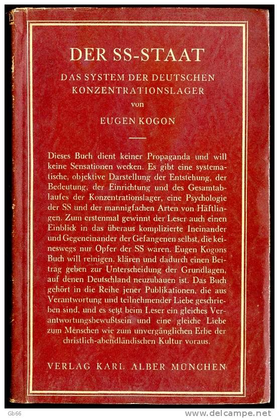 EUGEN  KOGON / DER SS-STAAT  / 1946 - 5. Zeit Der Weltkriege